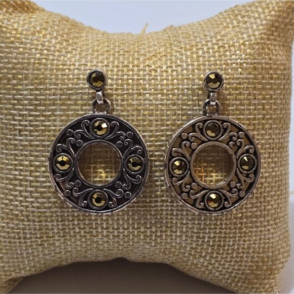 Brighton Scrolled Mixed Metals Dangle Post Earrings - Picture 2 of 7